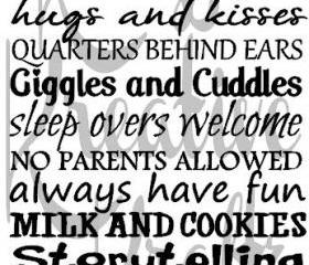 Grandparents House Rules vinyl decal