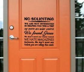 No Soliciting Vinyl decal